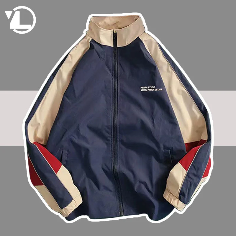 

Hip Hop Varsity Jacket Men Women Spring Autumn Patchwork Color Block Windbreaker Coats Mens Fashion Loose Thin College Jackets