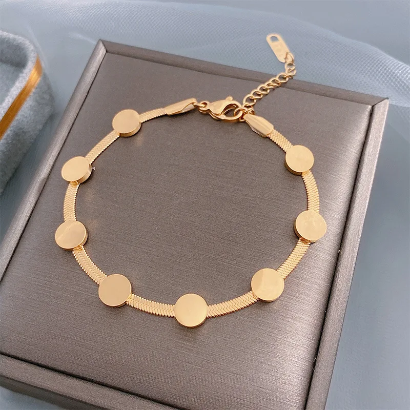 

New Arrival Stainless Steel Round Charms Bracelet For Women Female Silver Color Pendant Jewelry