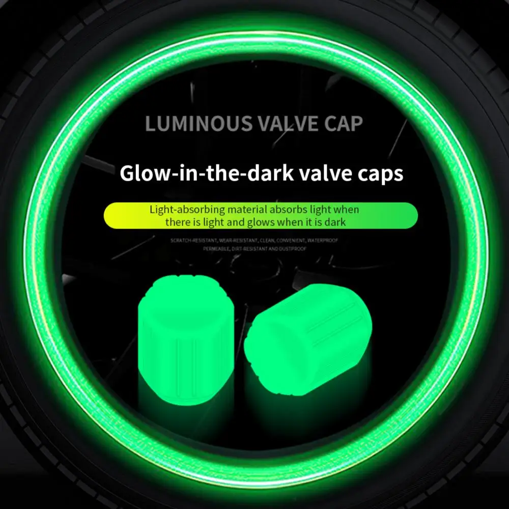

4PCS Universal Luminous Tire Valves Caps Luminous Stem Caps Car Tire Valve Caps Wheel Tyre Rim Stem Covers Fine Quality