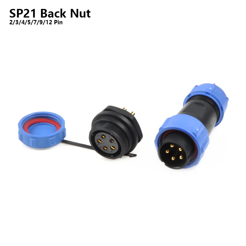 

SP21 IP68 Back Nut Welding Electric Waterproof connector plug socket 2 3 4 5 7 9 12 Pin panel power cable Aviation connectors