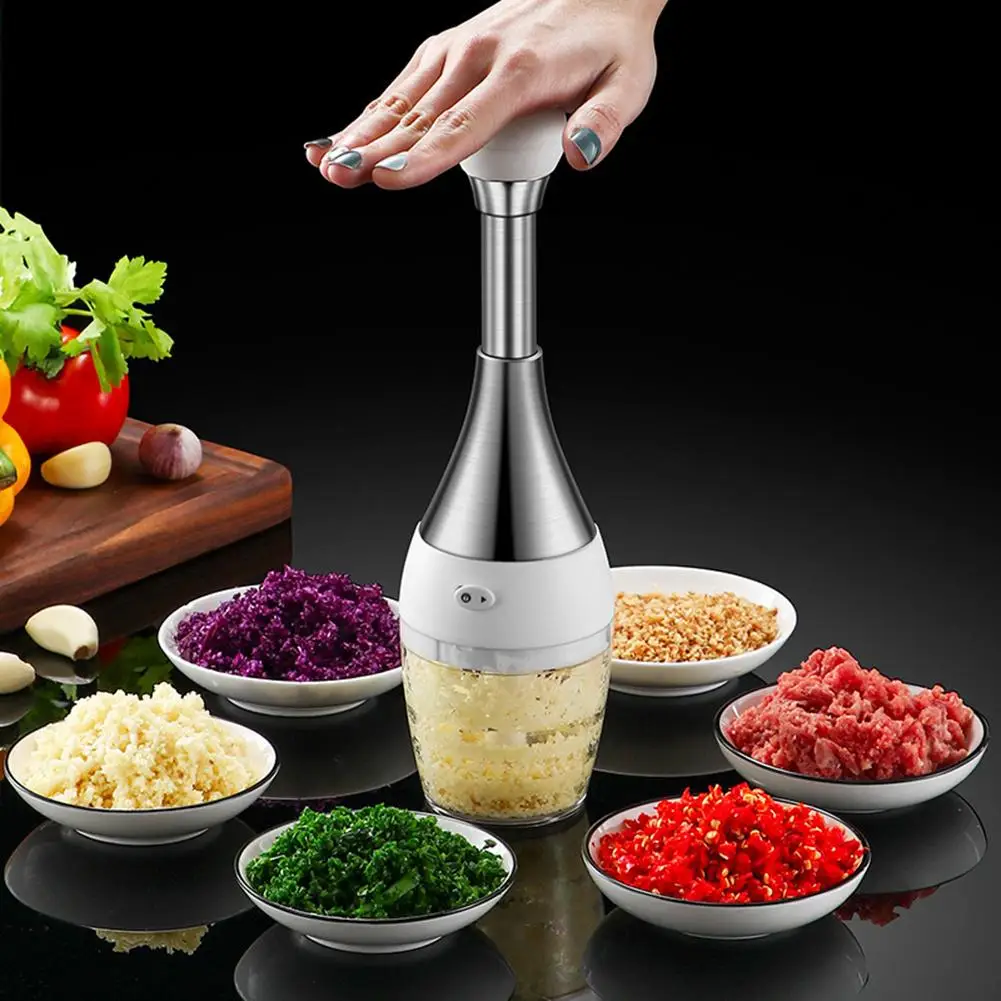 

Bowling Shape Garlic Chopper Stainless Steel Food Processor Quick Powerful Vegetable Shredder Dicer For Meat Fruits Herbs Onions