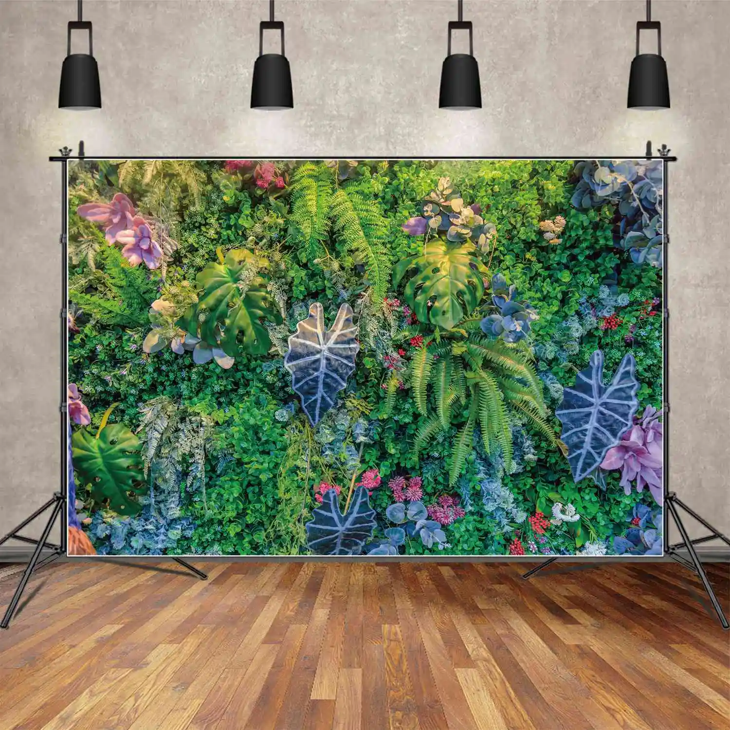 

Tropical Party Green Wall Photography Backdrops Photocall Floral Leaves Summer Holiday Personalized Children Photo Backgrounds