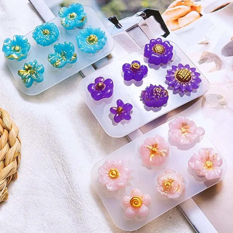 DIY кристаллическая эпоксидная форма маленькие цветы украшения вся доска