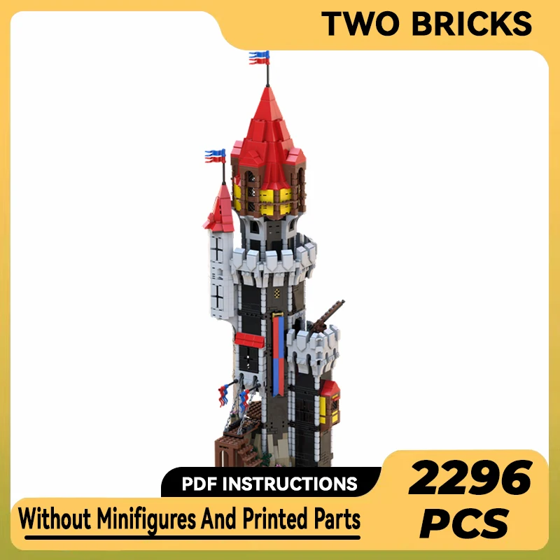 

MOC Building Blocks Castle Black Knights Round Tower Modular Street View Model DIY Assembly Bricks Children Toys Christmas Gifts