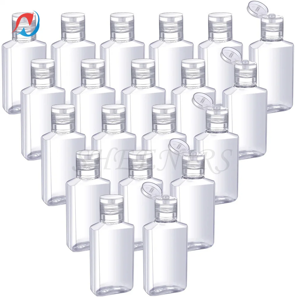 

50pcs Empty Travel Bottles 60ml/ 2 oz Flip Cap Empty Container Portable Refillable Flip-top Bottles for Travel Outdoor Camping