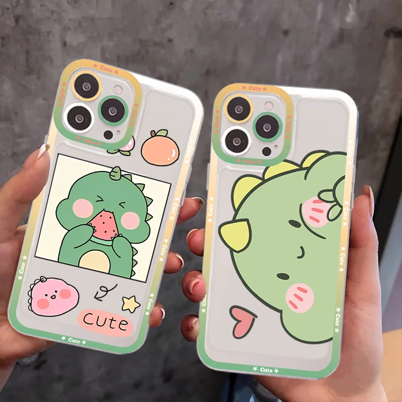 

Cartoon Cute Dinosaur Phone Case For IPhone 14 13 12 11 Pro Max XS X XR SE 2020 6 7 8 Plus Mini Protective Cover