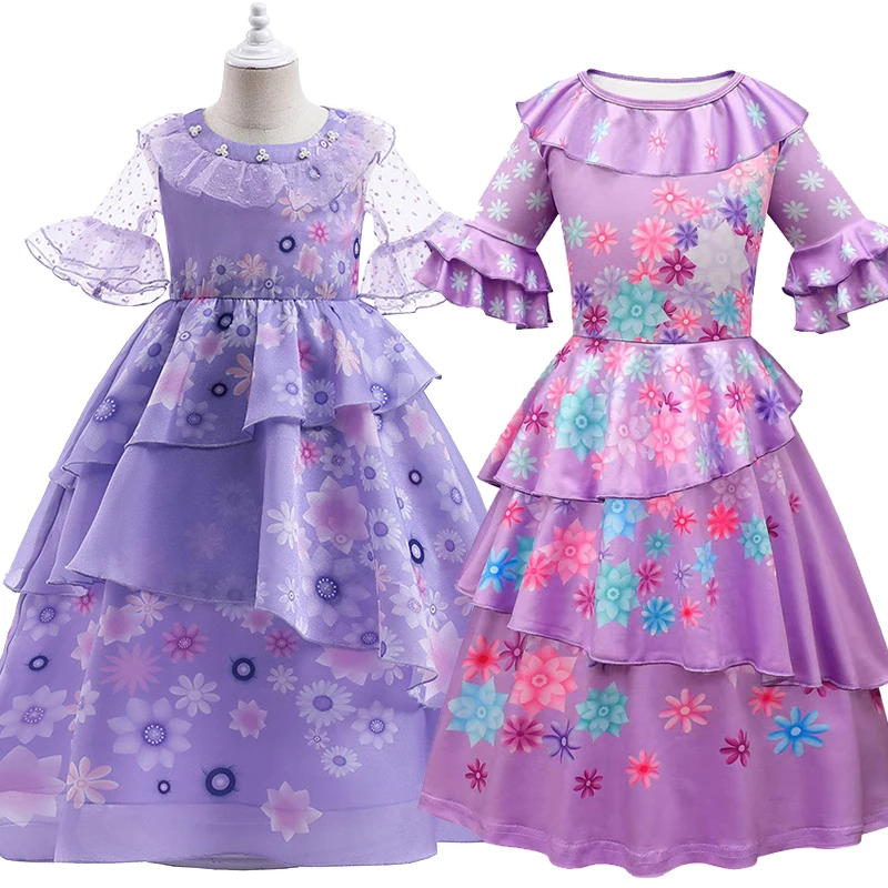 Encanto Isabela Madrigal Костюмы для косплея энканто косплей платье девочки Пурпурный