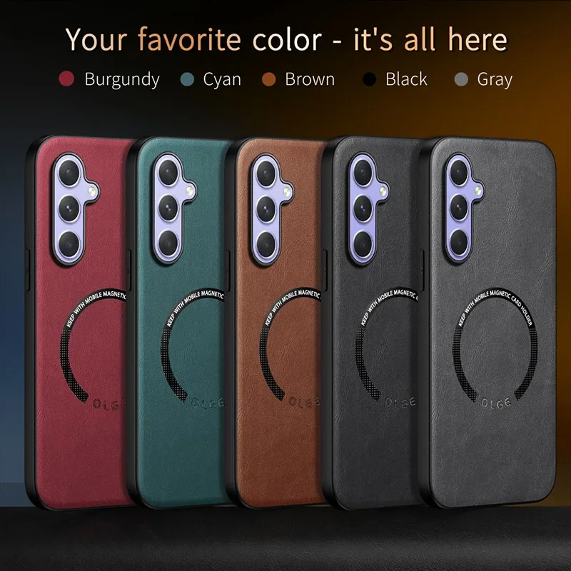 Роскошный кожаный магнитный чехол для Samsung Galaxy A51 A52 A53 A54 A55 A35 A34 A25 A15 A14 A23 A13 Magsafe с