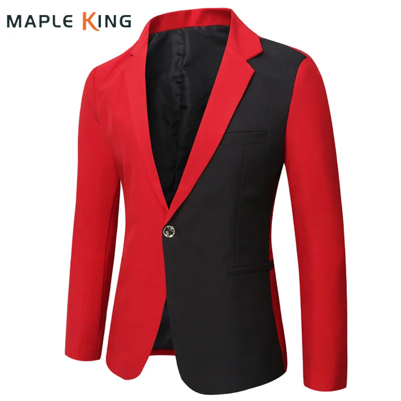 

Smoking Uomo Stage Costume Men Red Suits Blazer Patchwork Social Costume De Luxe Pour Homme 2022 Mens Elegant Party Dress Jacket