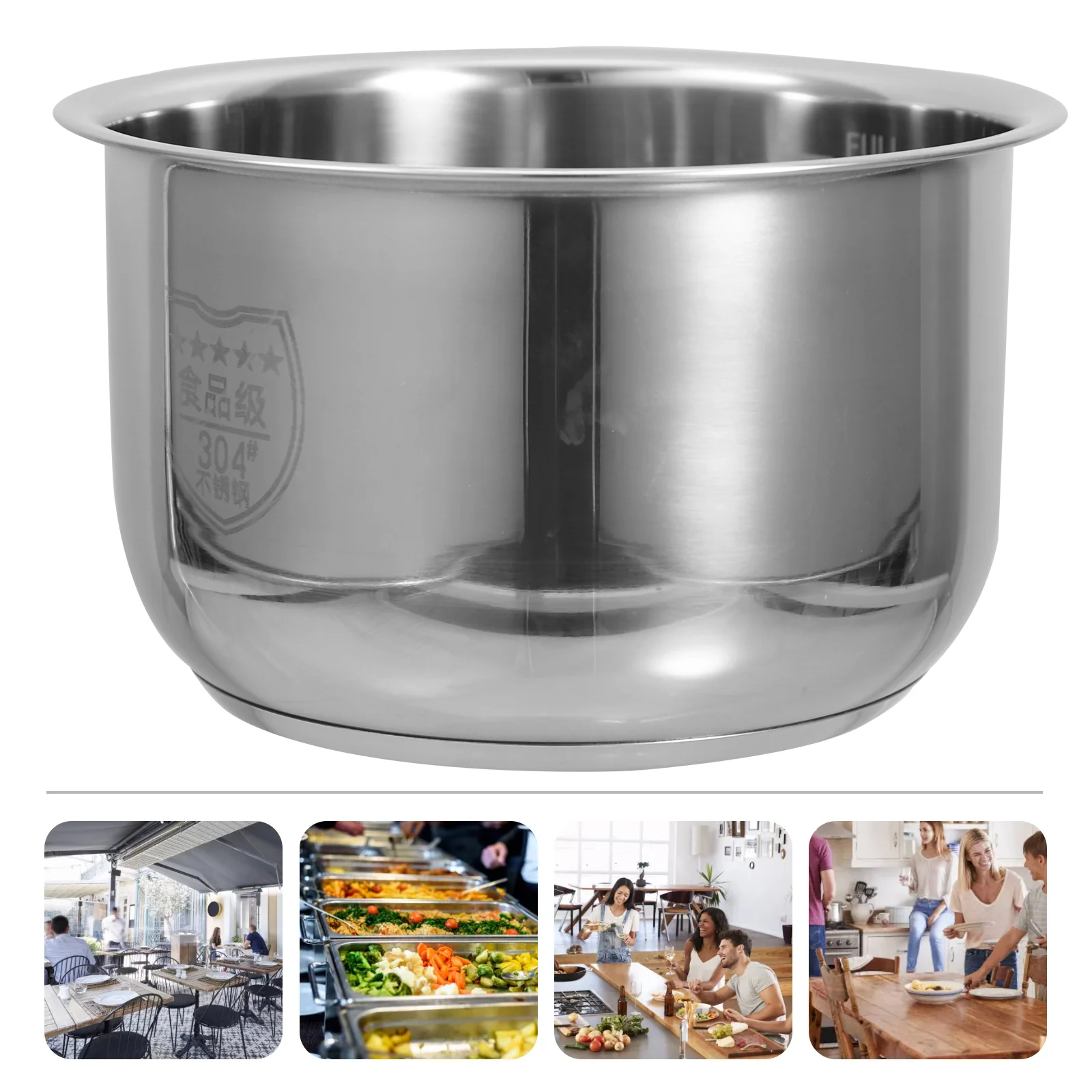 

Cooker Pot Inner Cooked Stainless Steel Pot Cooker Pot Rice Pot Cooker Inner Pot for House Kitchen Home Eating