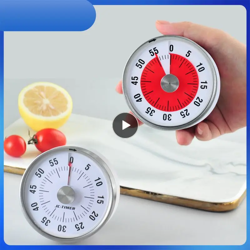 

Stainless Steel Timer Reminder For Students Kitchen Time Manager Round Shape 60 Minutes Novelty Countdown Cooking Clock Alarm