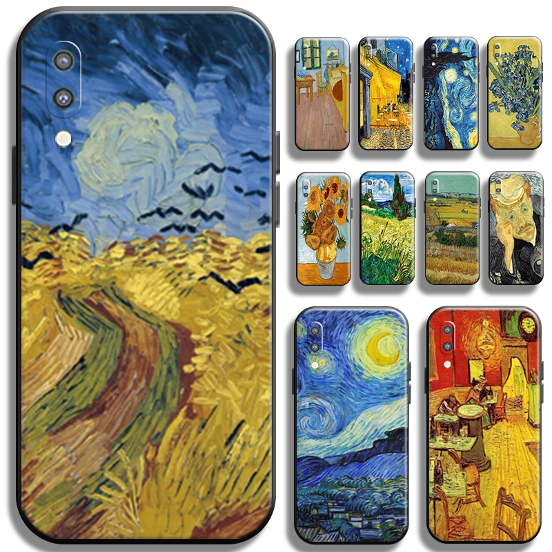 

Retro Van Gogh Oil Painting For Samsung Galaxy M10 Phone Case Funda Cases Soft Black Carcasa Shockproof Coque Liquid Silicon