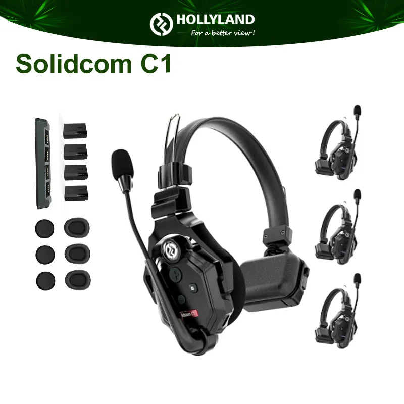 

Hollyland Solidcom C1 Wireless Intercom Communication Headset Remote Single Ear Headphone Microphone 1000ft Los Range