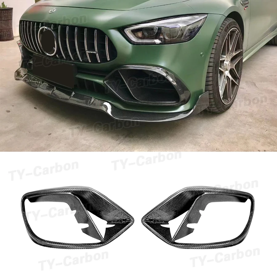 

Real Carbon Fiber Front Bumper Foglamp Air Vent Trim Mesh Covers For Benz AMG GT43 GT50 GT53 2019+ B Style Grill Frame