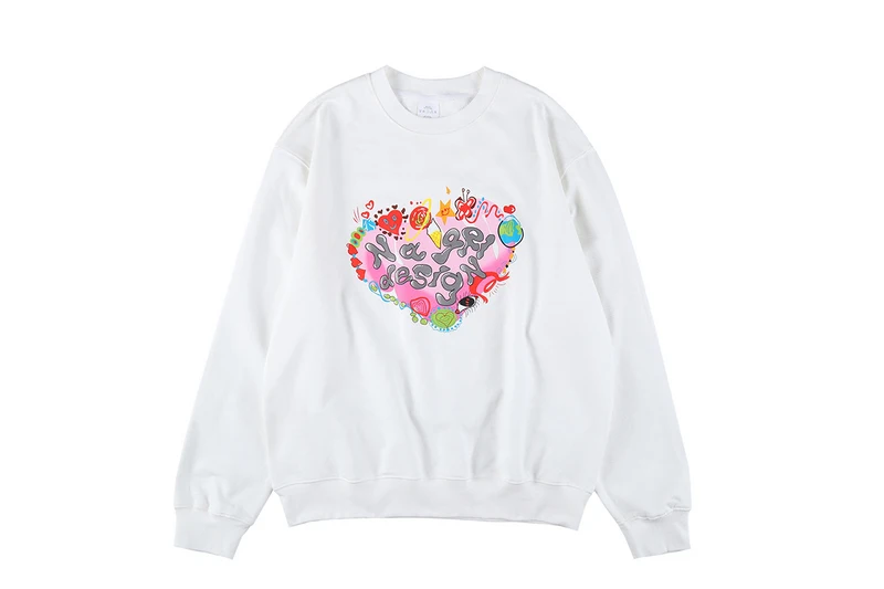 

2021 Top Quality Nagri Heart Print Sweatshirt Men Women Couple 100% Cotton Hoodie High Street Hip Hop Casual Oversize Sweater