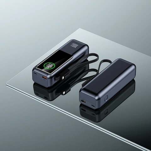 Power Bank 20000 мАч с кабелем PD100W Портативное зарядное устройство для быстрой зарядки Powerbank для ноутбука iPhone Samsung Xiaomi Внешняя батарея