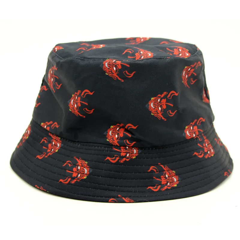 

Spring Summer Flame Alien Bucket Hat Men Women Outdoor Fashion Devil Satan Fisherman hat Bob Boys Girls Travel Panama hats