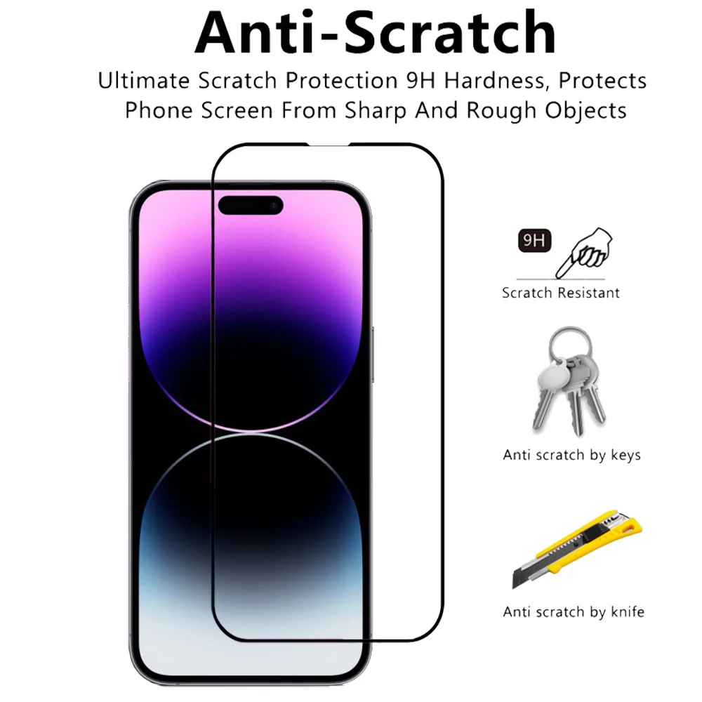 Pelicula, Front Tempered Glass For iPhone 14 Pro Max Screen Protectors IPhone 15 14 Plus cristal templado iPhone14 Pro protector pantalla iPhon 13 ProMax verre trempé iPhona 14Pro Camera Lens Film i Phone 13 12 11 Mini
