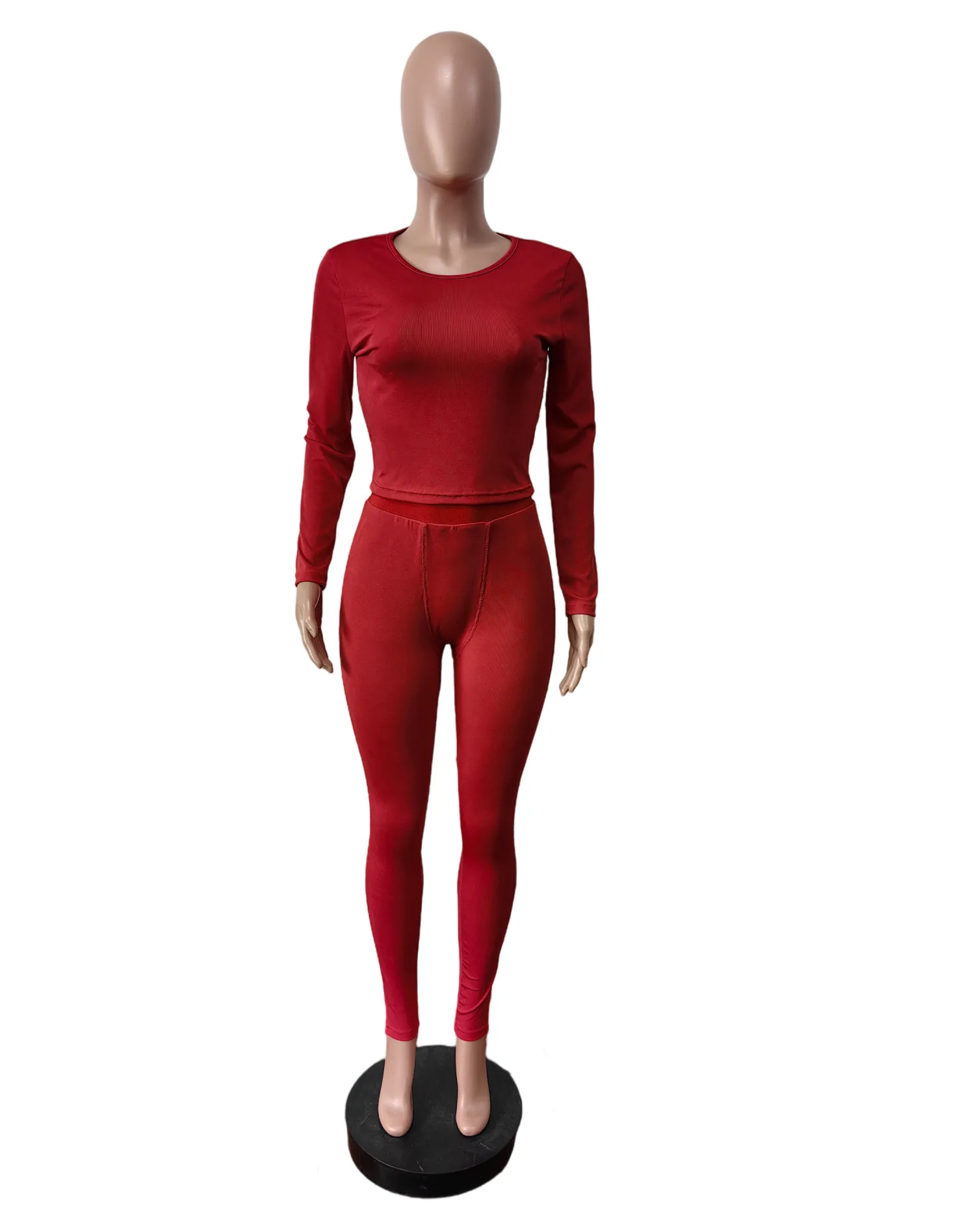 Женские комплекты осень-зима Эластичный облегающий укороченный топ с длинными