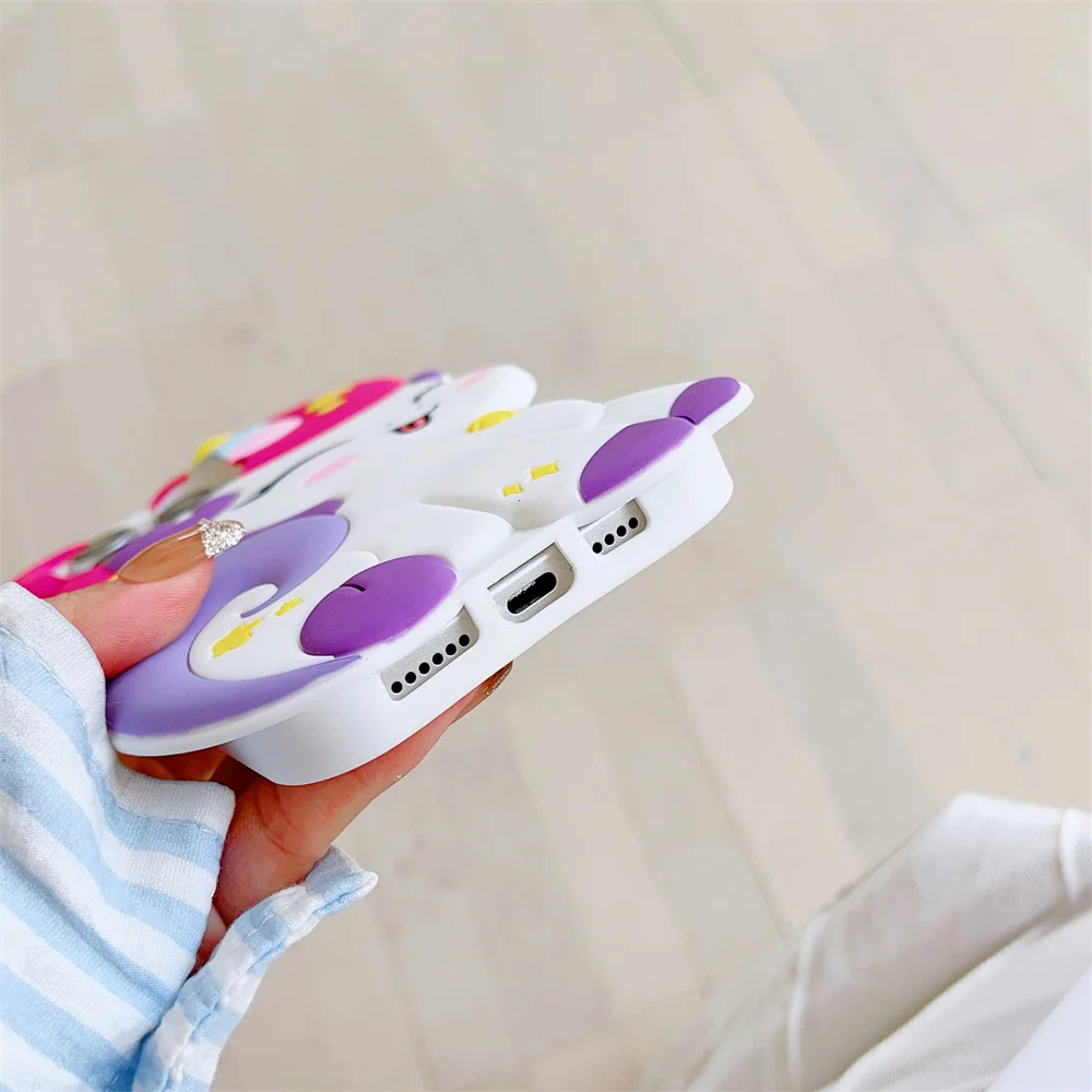 Cute 3D Cartoon Rainbow Unicorn Horse Case For iPhone 12 13 14 15 Pro Max Soft Silicone Anti Fall Cover Phone Cases