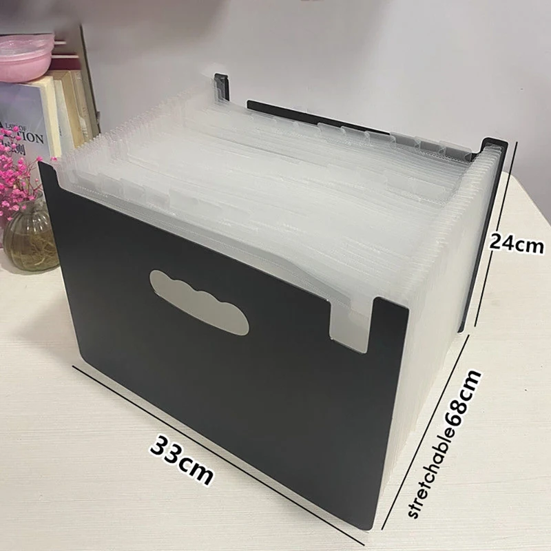 

24 Pockets Expanding File Folder Works Office A4 Document Organizer Standing Accordions Folder