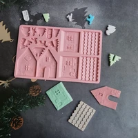 new building block christmas wooden house silicone cake baking mold diy for chocolate biscuit dessert bakeware decorating tools