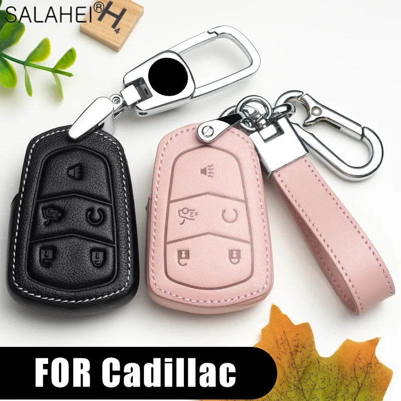 

Leather Car Remote Key Cover Case Shell For Cadillac ESV Escalade CTS XTS ATS ATS-L XLS SRX XT4 XT5 CT6 Keychain Accessories