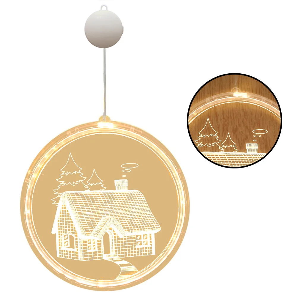 

3D Подвесная лампа, Рождественский домашний Декор светодиодный светодиодная гирлянда, одинарная Праздничная наклейка на окно, светильник д...