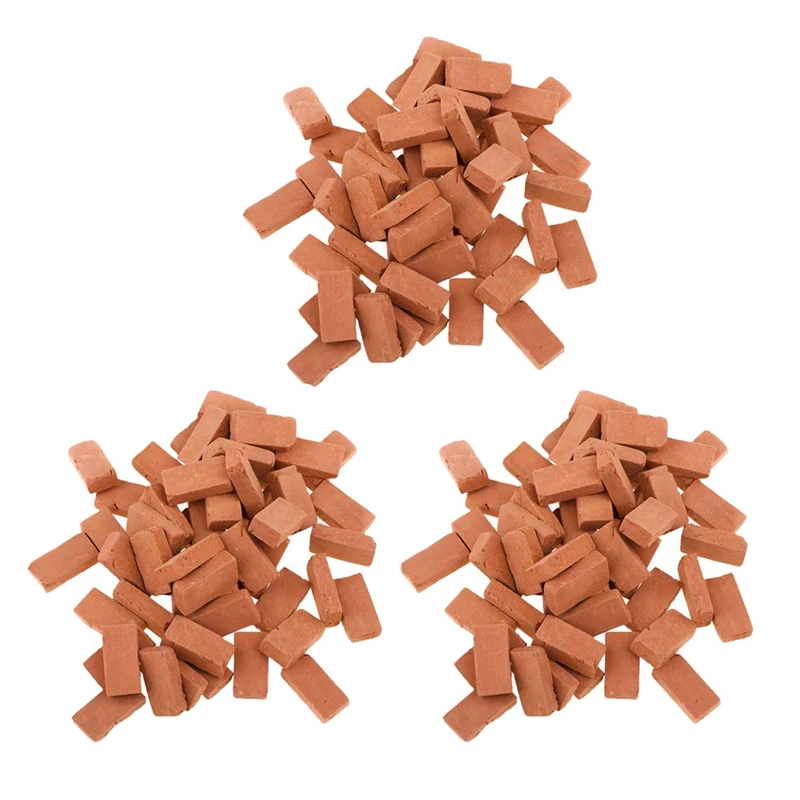 

300Pcs Mini Red Wall Bricks Model Brick Building Set Miniature Bricks Figurine Fake Bricks Model Fairy Garden,1/35 Scale