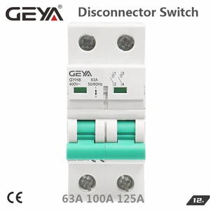 GEYA GYH8 Din Rail 2Pole Main Switch Function Disconnector Switch Isolator Circuit Breaker 400VAC DP Breaker