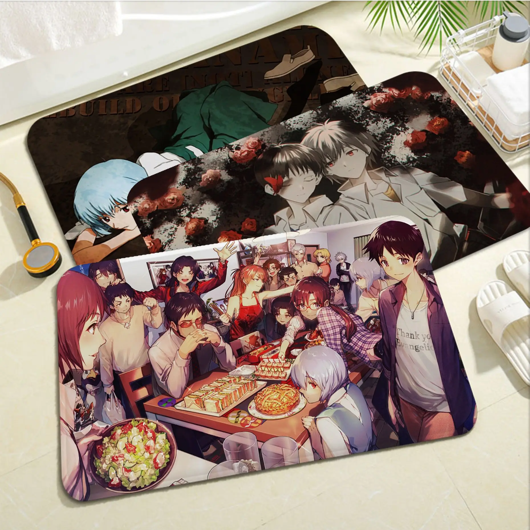 

Bandai Neon Genesis Evangelion Entrance Door Mat Washable Non-Slip Living Room Sofa Chairs Area Mat Kitchen Modern Home Decor