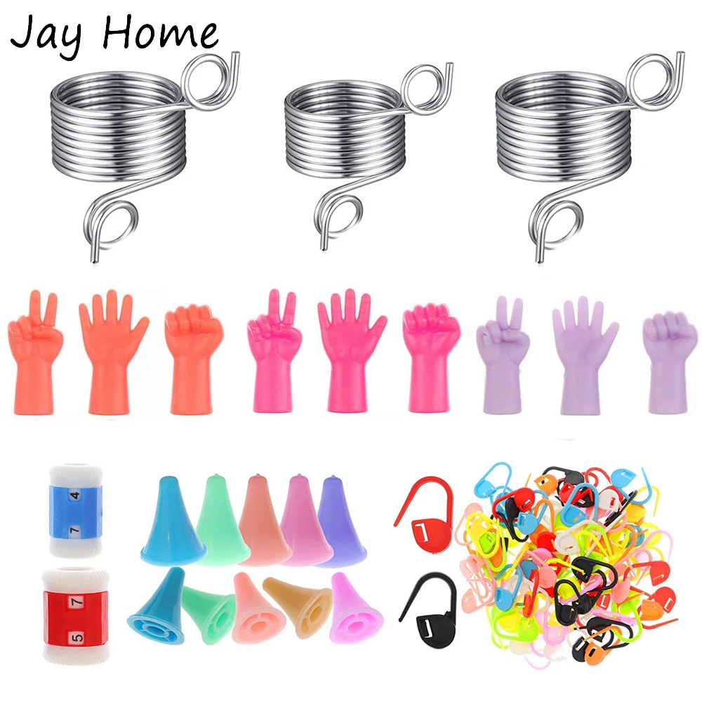 

44Pcs Knitting Accessories Set Adjustable Yarn Guide Crochet Rings with Stitch Markers Row Counter Needle Point Protectors Caps