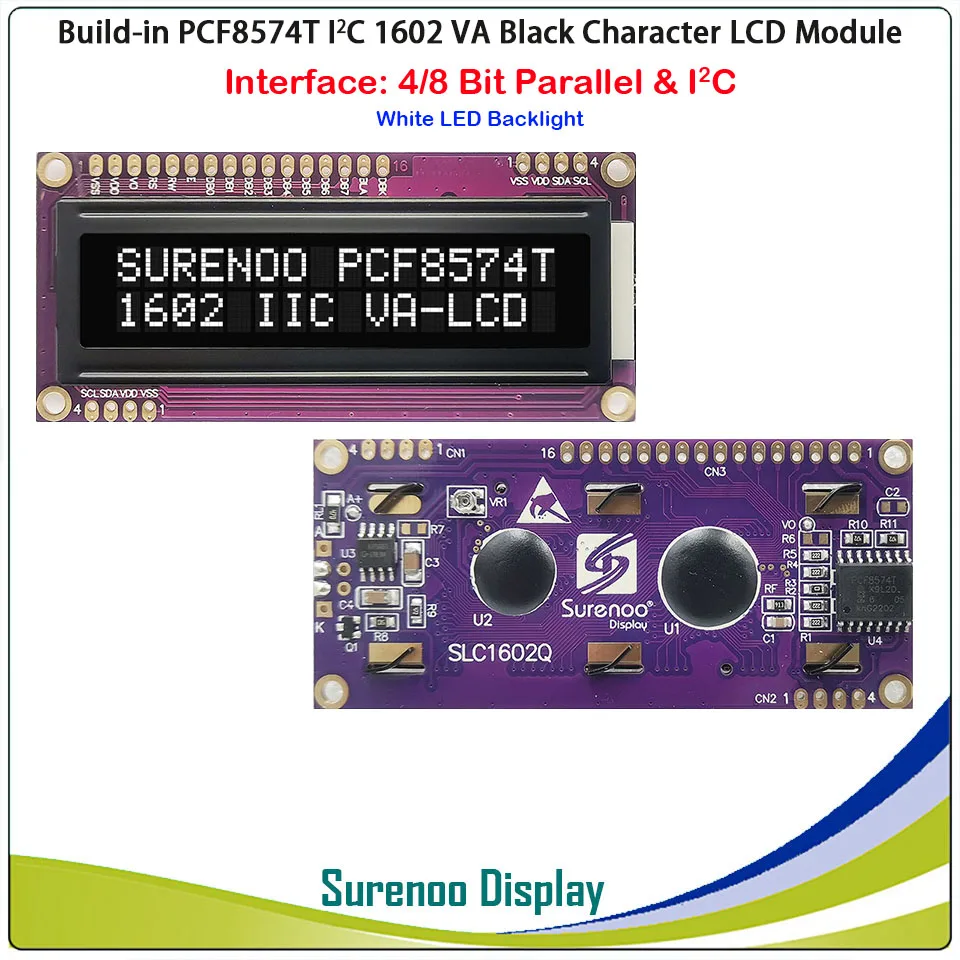 PCF8574T PCF8574 IIC I2C 162 16X2 1602 символьный ЖК-модуль панель экрана ва белая фиолетовая