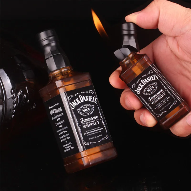 

Whiskey Bottle Lighter New Personality Creative Butane Open Flame Lighter Portable Smoking Tobacco Accessories Tool Men's Gift