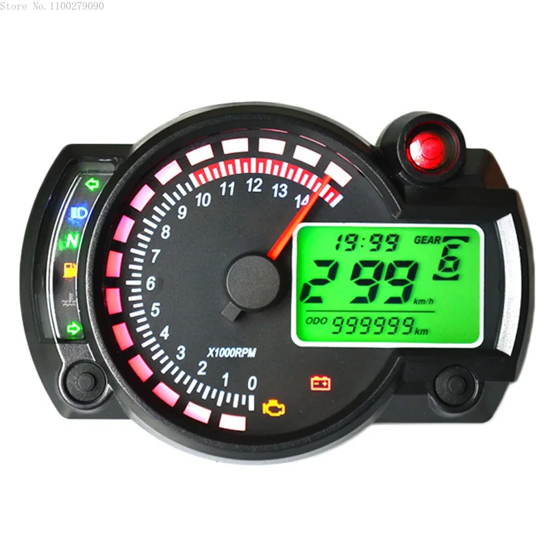 

Universal KOSO LCD Digital Motorcycle RX2N Odometer Speedometer Meter Instrument Adjustable MAX 299KM/H 7 Colors Dashboard B