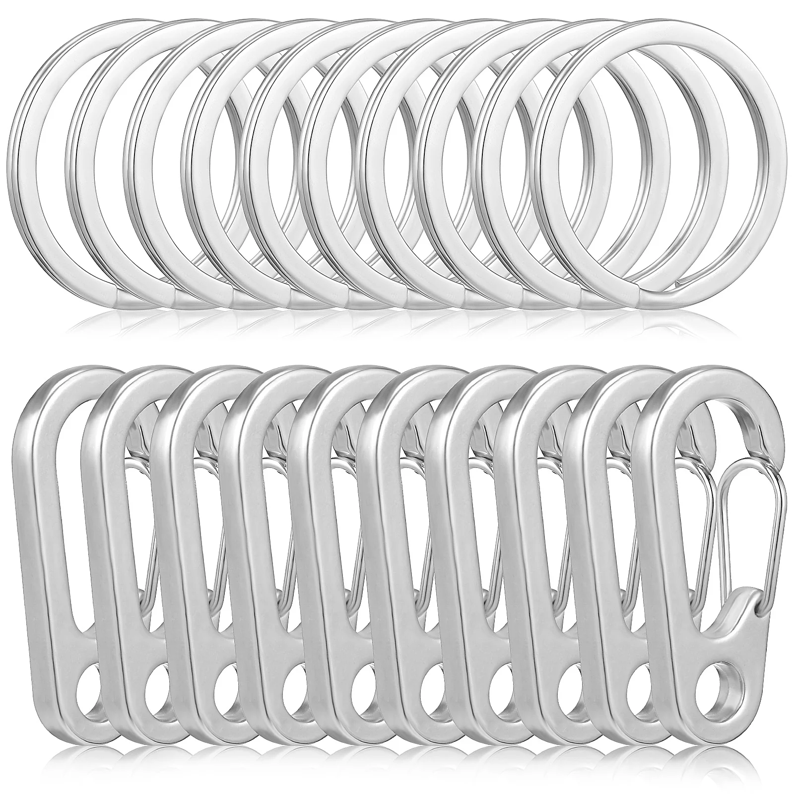 

Stainless Steel Keychain Ring Clips Crafting Rings Hooks Carabiners Heavy Duty