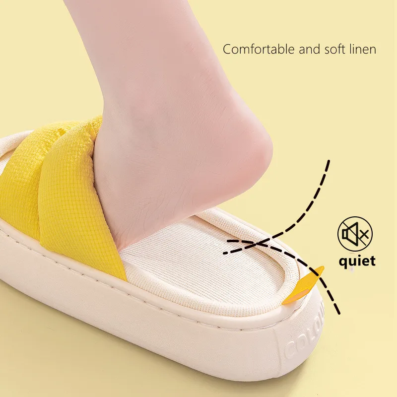 2022 New Household Slippers Cotton and Linen Non-slip Couple Slippers Spring and Summer Breathable Mute Floor Women Slippers