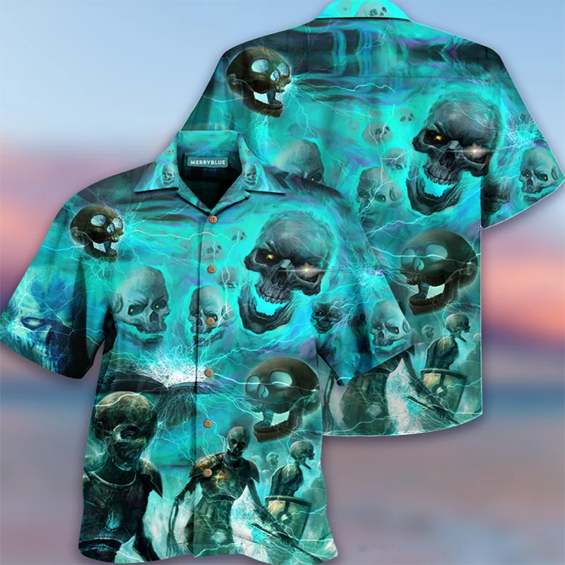 

Blue Skulls 3D Print Customized Breathable Hawaii Polo Shirts Youth Couples Beach Multi Color Casual T Shirt Free Shipping