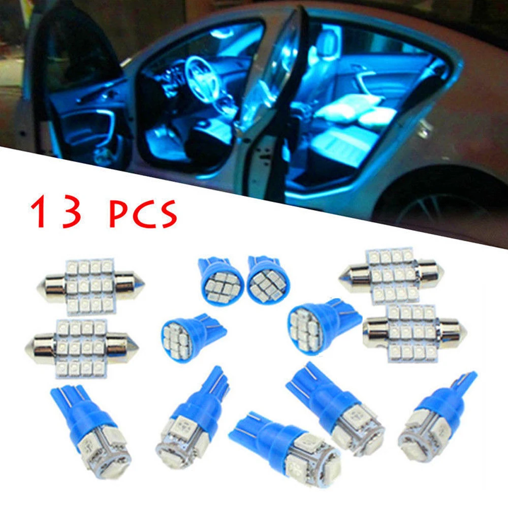 

13pcs Ultra Bright Pure Blue LED Light T10 31mm Car Dash Board Lamp Cool Panel Gauge Cluster Bulbs Auto Interior Lights Lamp