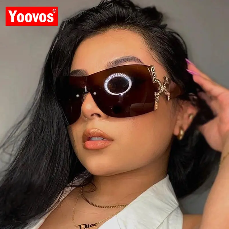 

Yoovos New Y2K Sunglasses Women Vintage Punk One Piece Glasses For Men Luxury Pink Gafas Retro Wrap Around Lentes De Sol Mujer