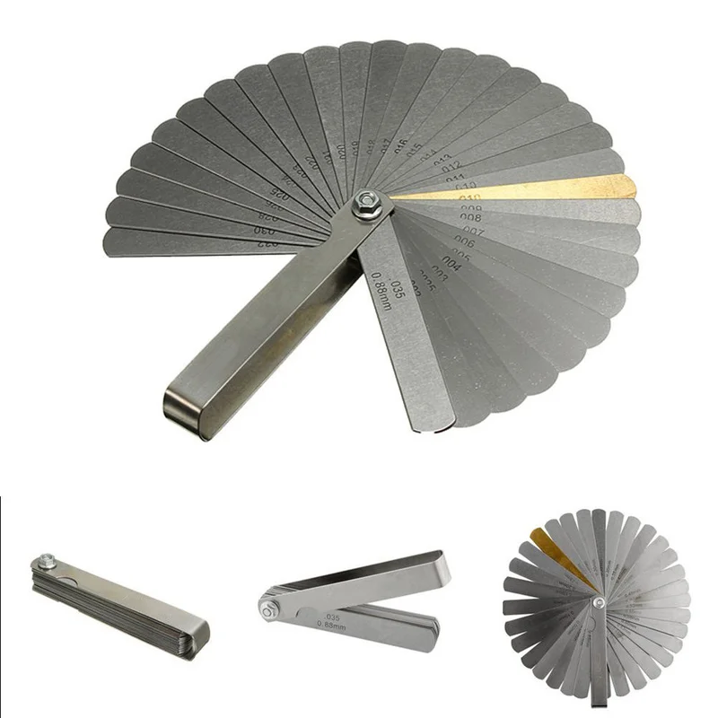 

32 Blades Feeler Gauge Metric Gap Filler 0.04-0.88mm Thickness Gage Tool for Automobiles Measurement Thickness Detection Tool