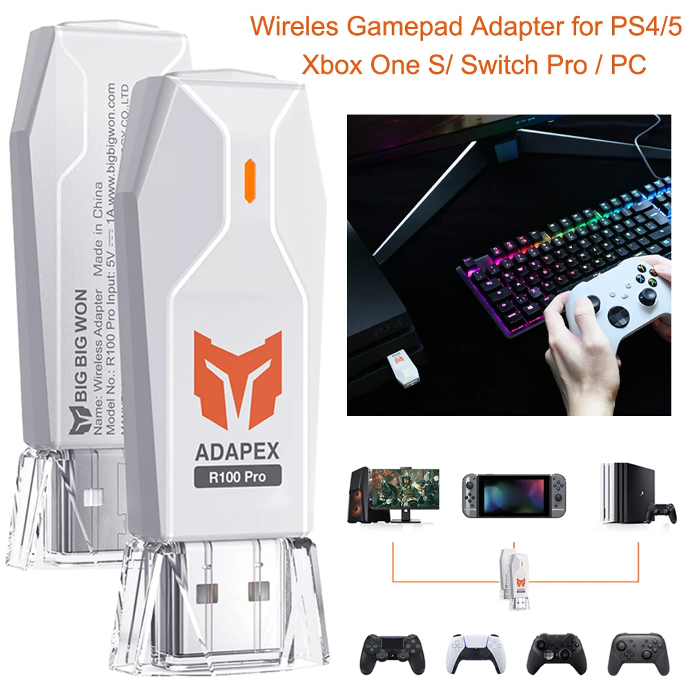 

Адаптер беспроводного контроллера для PS5/PS4/Switch Pro, Bluetooth, совместим с Xbox One/ПК, игровые аксессуары
