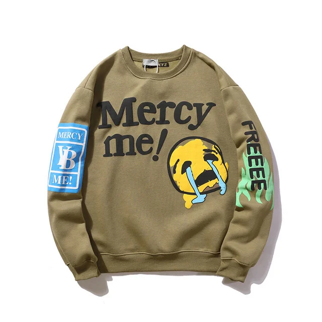 

Autumn And Winter New Mercy Me Freeee Pure Cotton Fleece 3d Foam Word Khaki Brown Kanye Same Paragraph