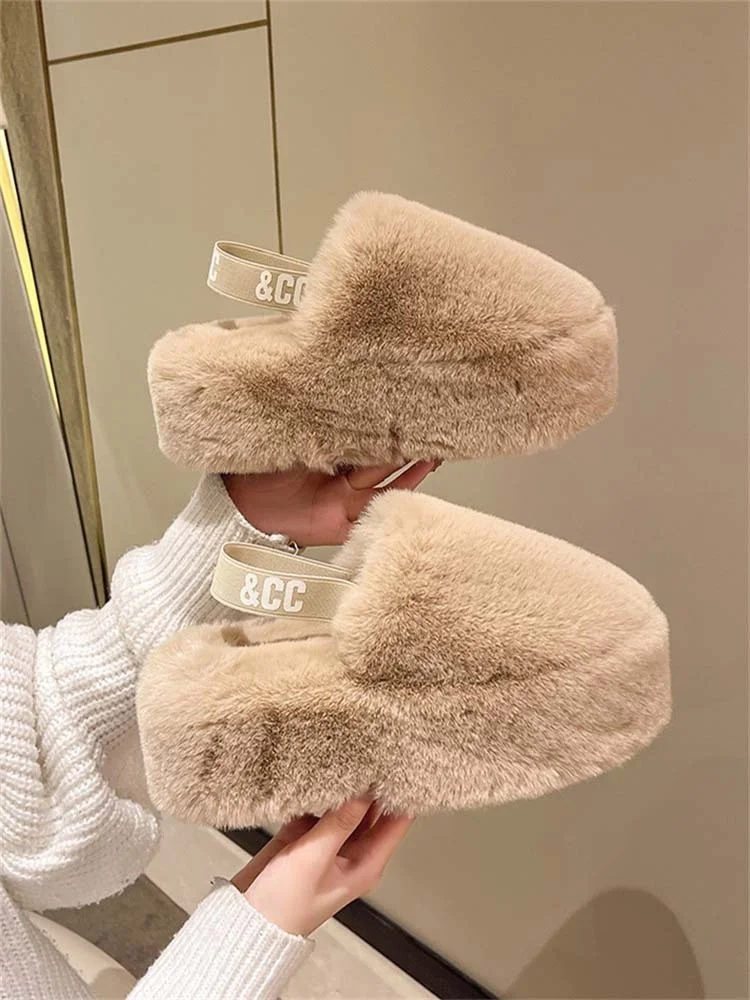Baotou Half Slippers For Women In 2022, A New Type Of Lazy People, Wear Thick Soled Mink Wool Slippers For Women In Autumn And