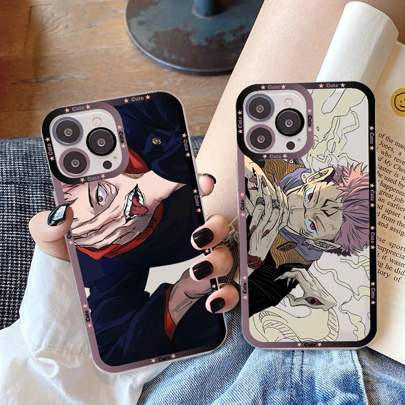

Cartoon Jujutsu Kaisen Gojo Satoru Phone Case For iPhone 14 13 12 11 Pro Max Mini X Xs XR 6 7 8 Plus SE 2020 Transparent Case