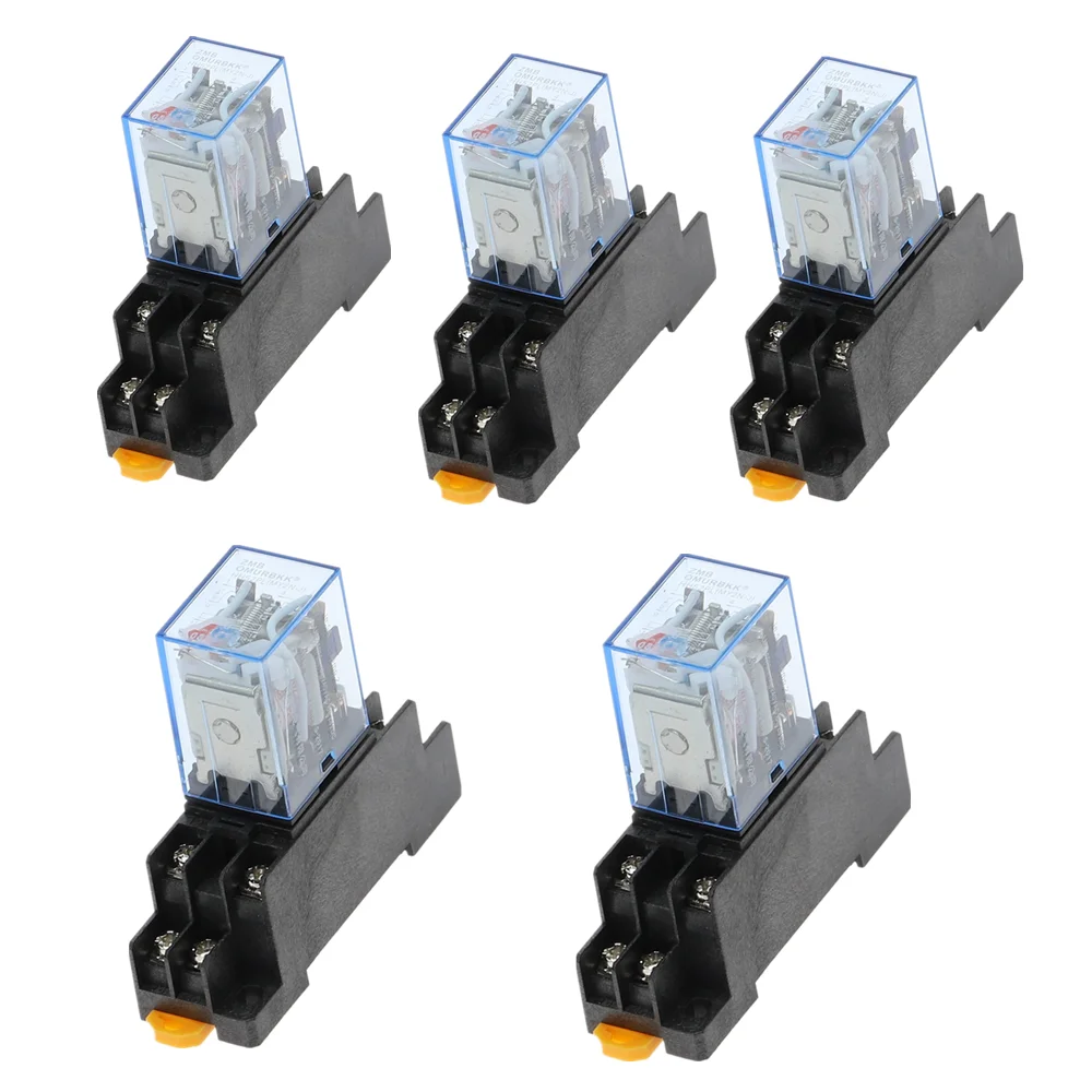 

5 sets MY2NJ HH52P DC 12V 24V 110V 220V AC Coil Power Relay Mini Electromagnetic Relay 8 Pins DPDT 5A with PYF08A Socket Base