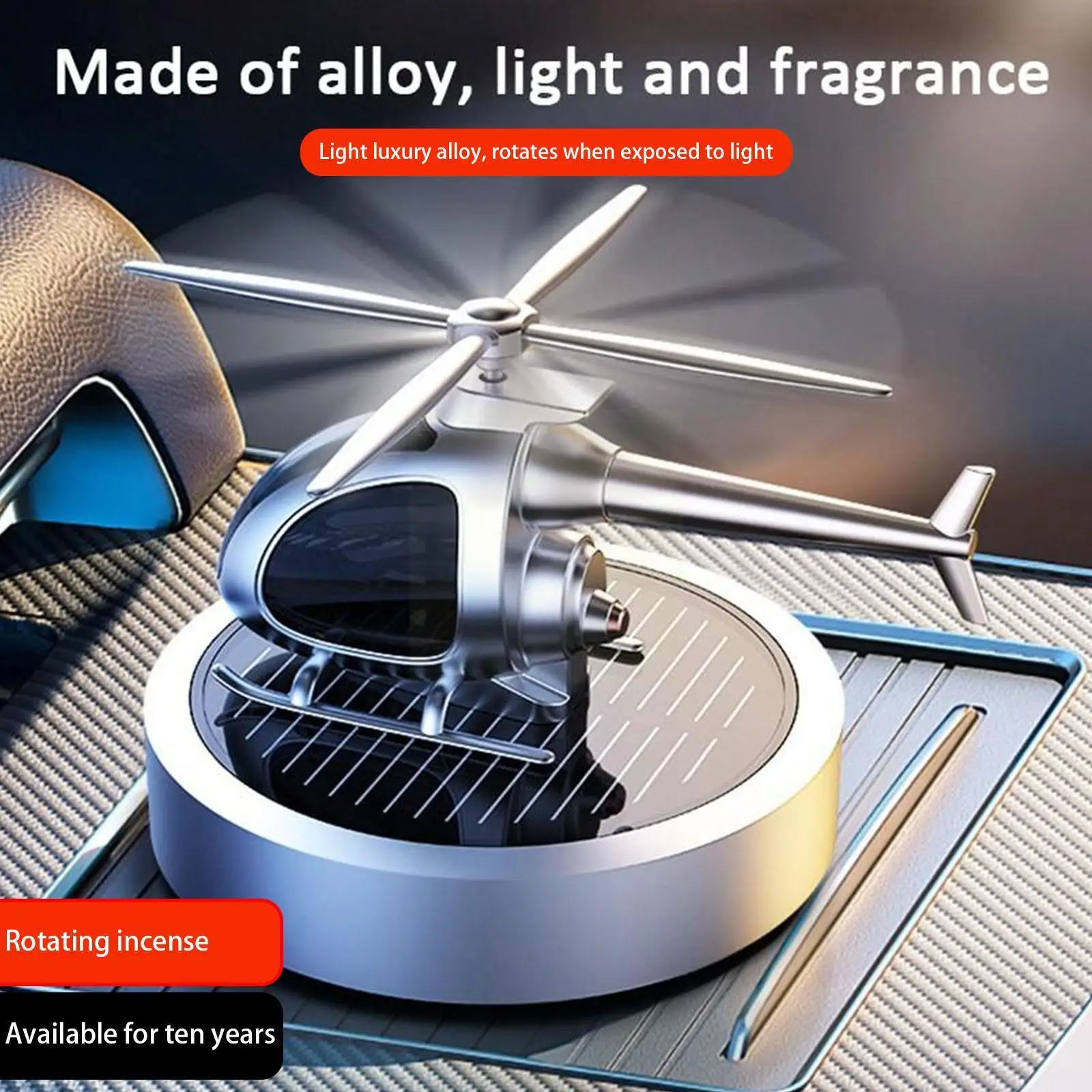 

Car Air Freshener Helicopter Design Solar Power Plane Aroma Diffuser Ornament Fragrance Dashboard Car Decoration
