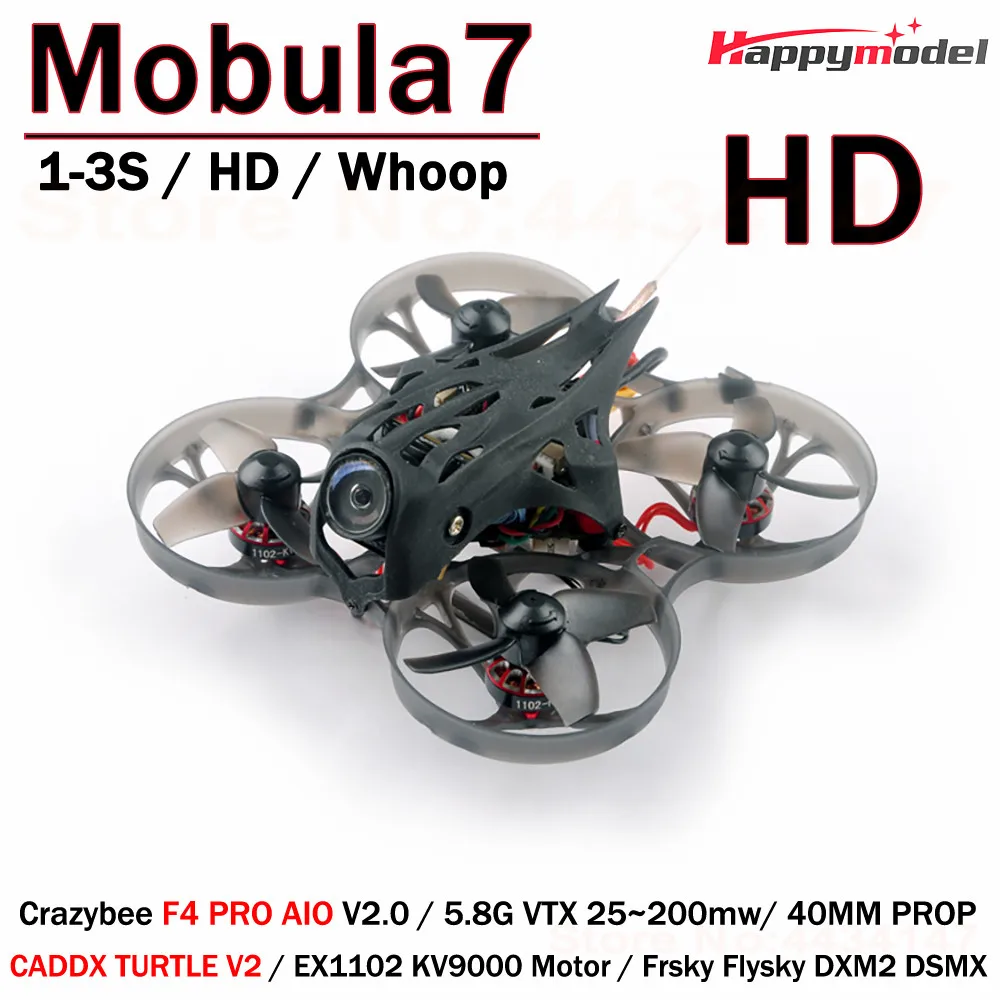 HappyModel Mobula7 HD 1-3S Crazybee F4 PRO V2.0 AIO FC Caddx черепаха V2 OPENVTX 25 ~ 200 мВт EX 1102 KV9000 75 мм FPV Tinywhoop |