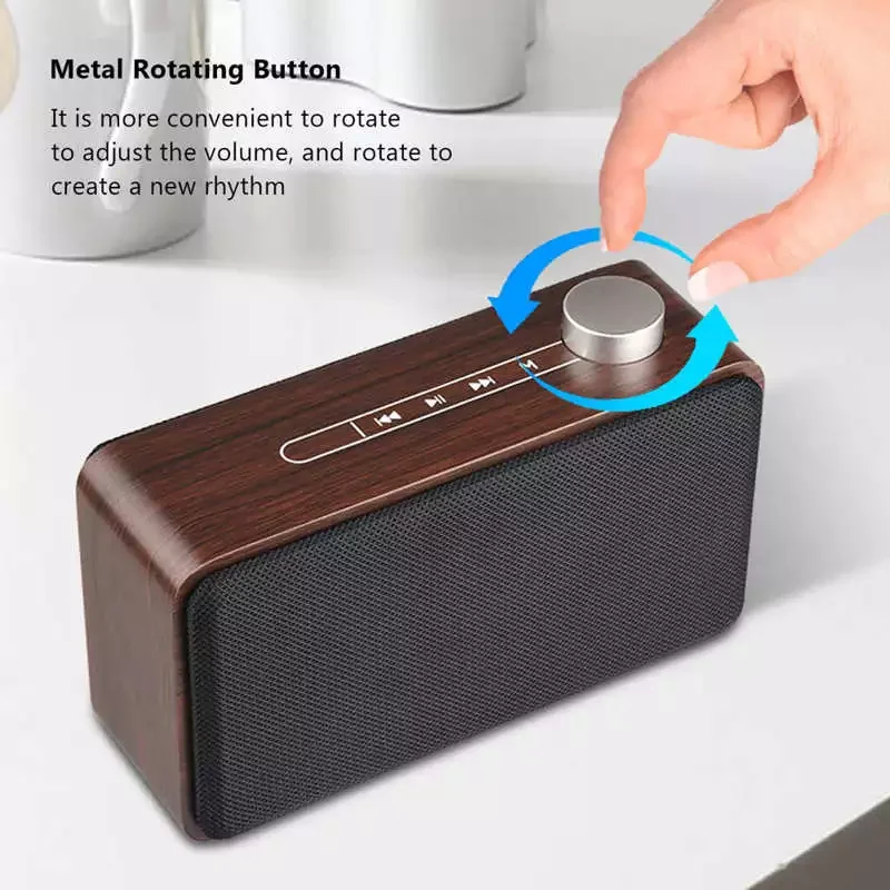 

Wood Bluetooth Speaker Portable Wireless Bluetooth Speaker Supports Memory Card USB AUX MP3