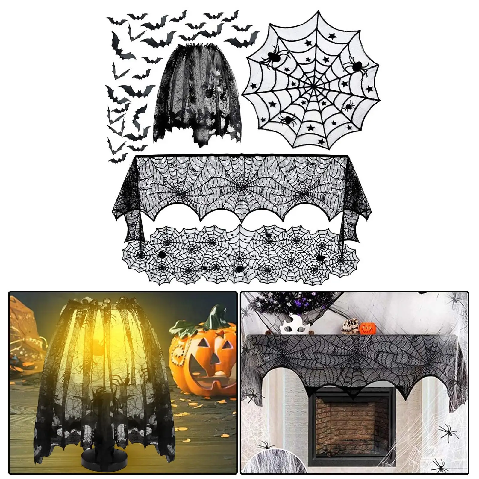 

Halloween Tablecloth Decoration Set Gothic for Door Window Masquerade Dinner Party